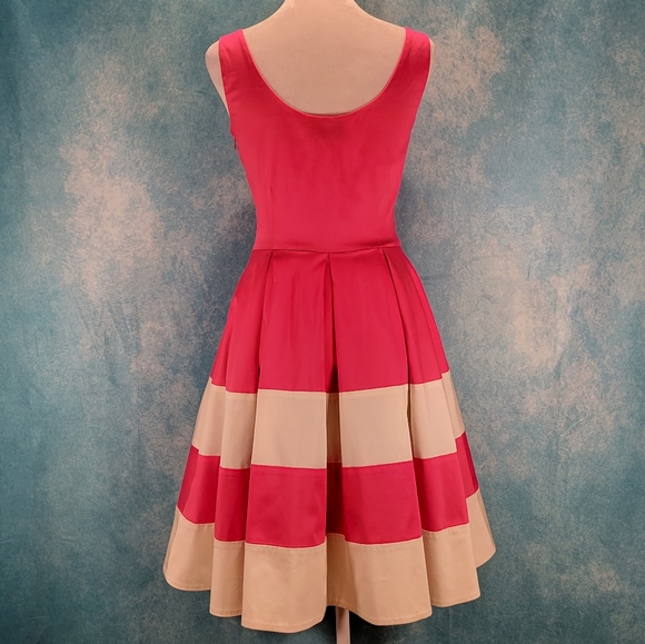 💜Cute Kate Spade Dress w/ Low Back and Broad Pink/White Striped Skirt. - Picture 6 of 8